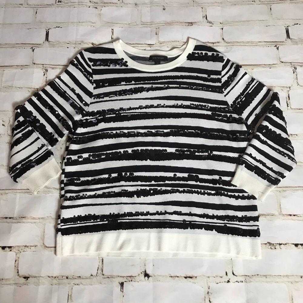 Ann Taylor sequins stripe sweater size large 🤩